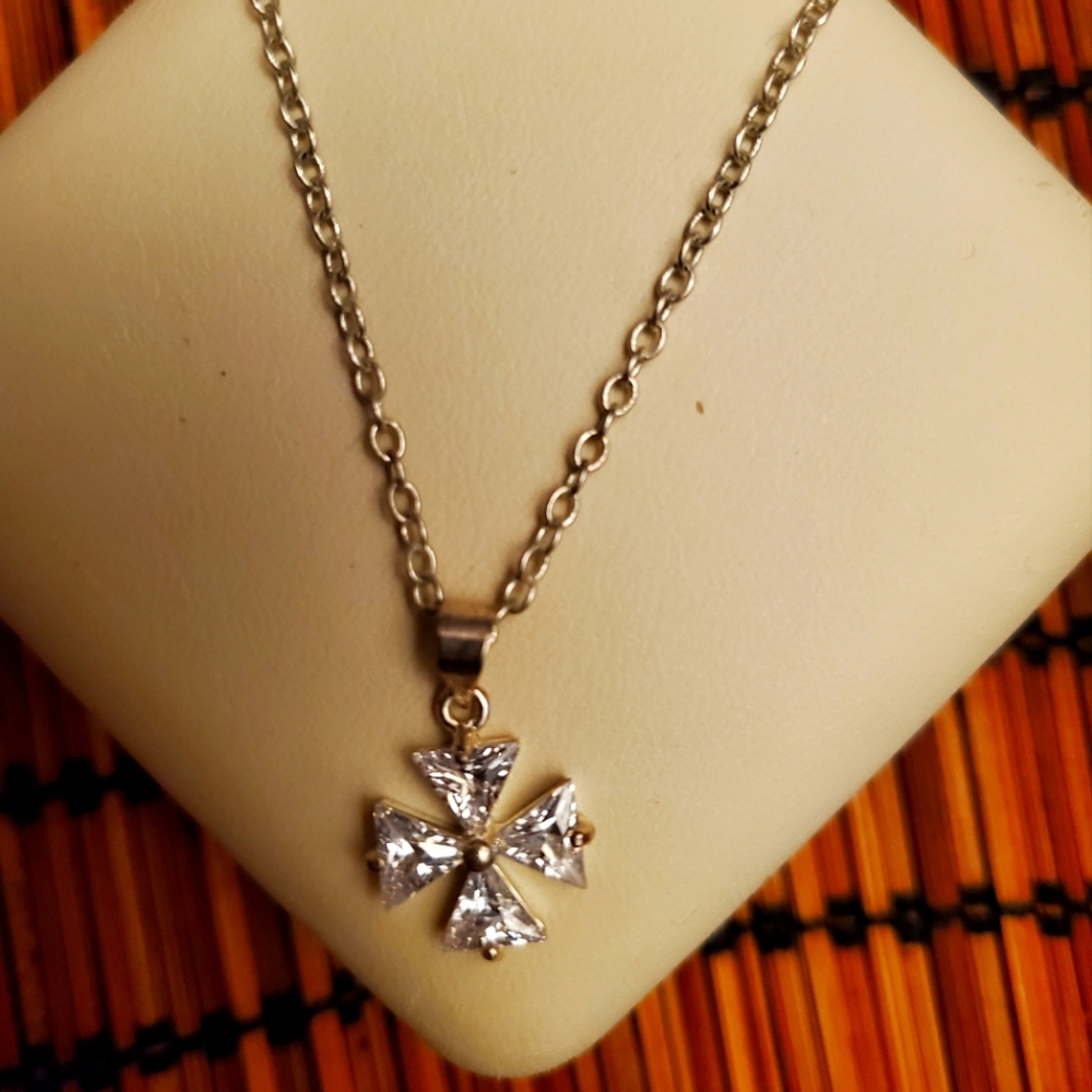 Sterling Silver necklace with  CZ crystals Pendant